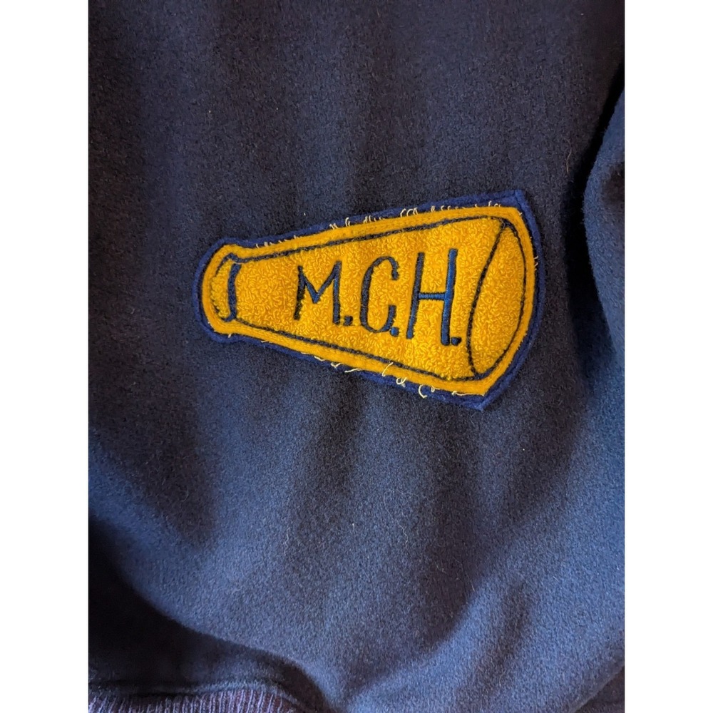 Vtg 1979 Varsity Blue Gold Jacket cheerleader Wool Blend Sz 36 "Laura" & "MCH" - Picture 9 of 13